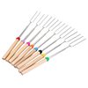 Metal Telescopic Barbecue Set Barbecue Tool Accessories 5 Section Wooden Handle Multifunctional Stainless Steel Telescopic Barbecue Fork