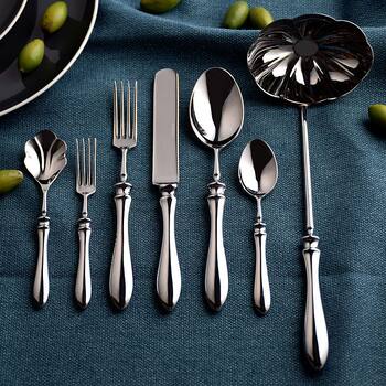 Light Luxury 18/10 Stainless Steel Roman Spoon Soup Spoon Fork Main Meal More Western Food Spoon Set Steak Knife, Fork and Spoon