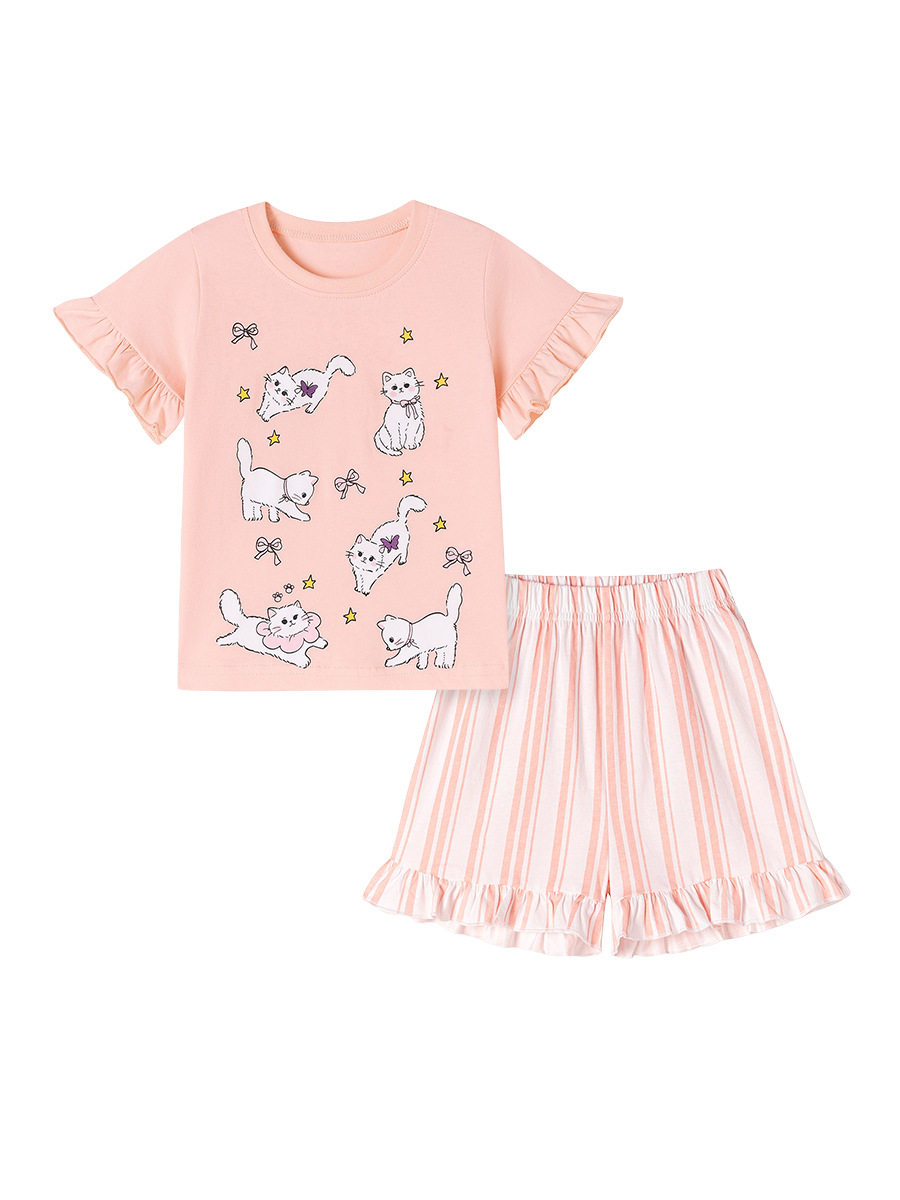Summer Cute Girls' Set, Stylish Kids' Outfit, Cartoon Baby Kids' Clothing