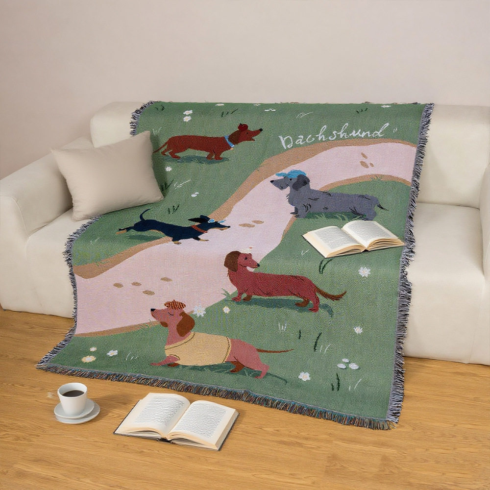 Ins Style Art Line Blanket Office Nap Blanket Outdoor Camping Style Blanket High-End Gift Blanket Jacquard Tapestry Customization