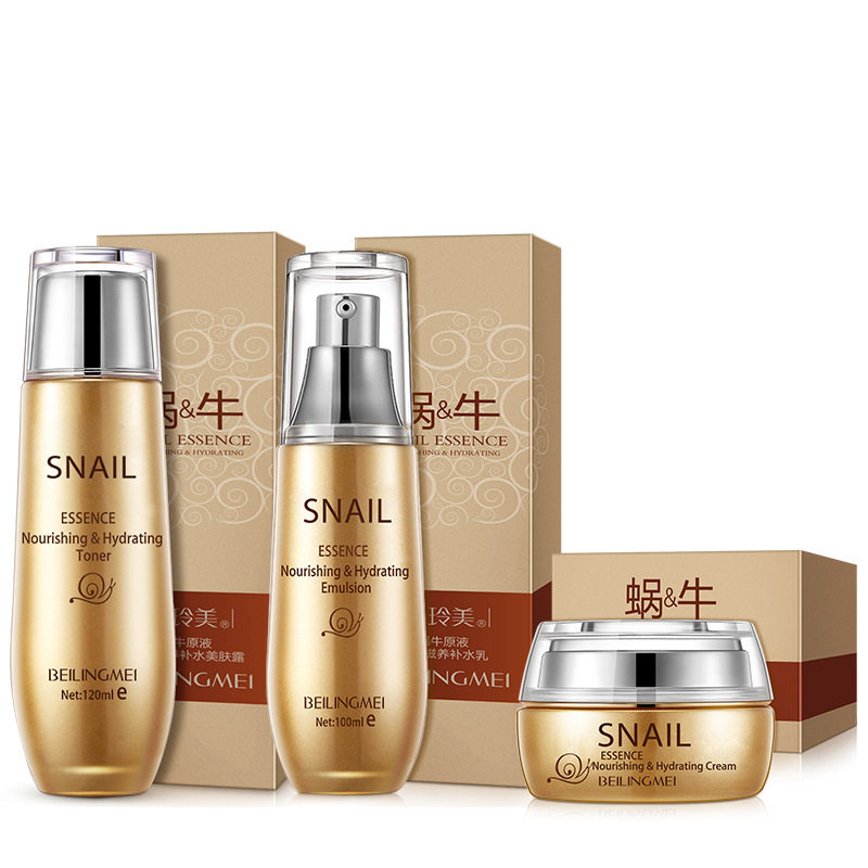 Bei Lingmei Snail Essence Yingrun Hydrating Water Emulsion Set Facial Care Nourishing Moisturizing Rejuvenating Skin Care Products