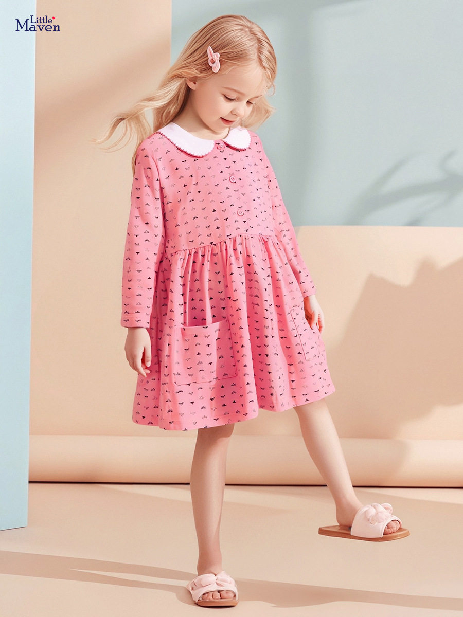 Girls' Dress Wholesale, New Autumn Printed Cotton Kids' Dress