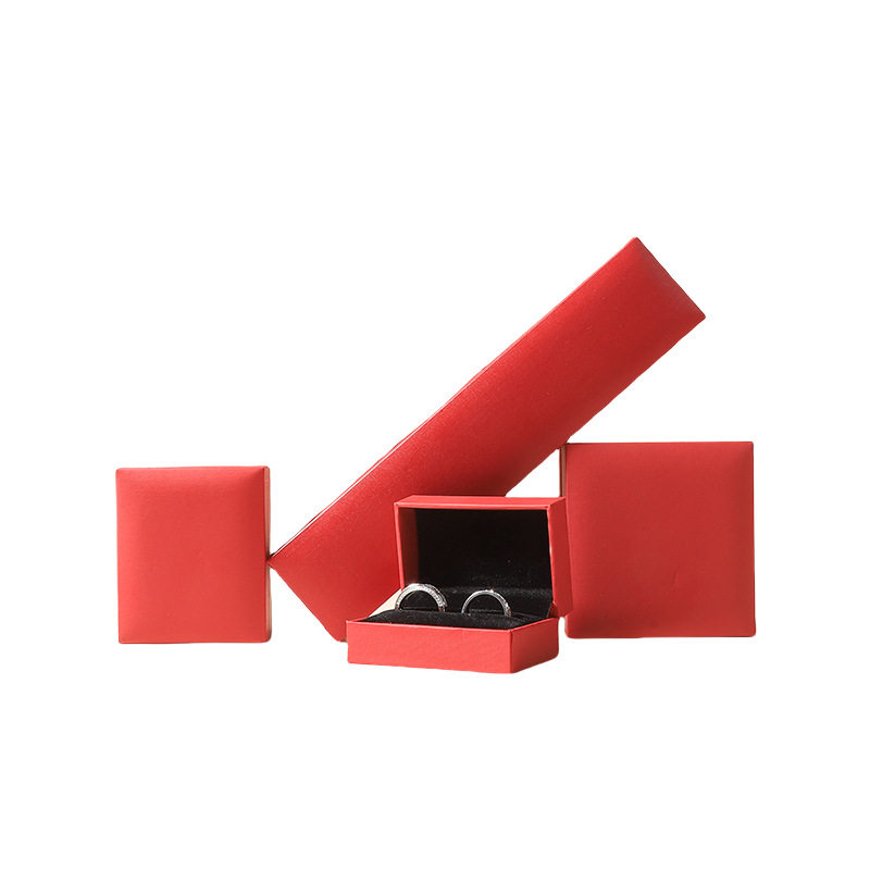 Cross-Border Leather Paper Jewelry Box Ring Box Jewelry Packaging Box Bracelet Pair Ring Necklace Gift Box Jewelry Box