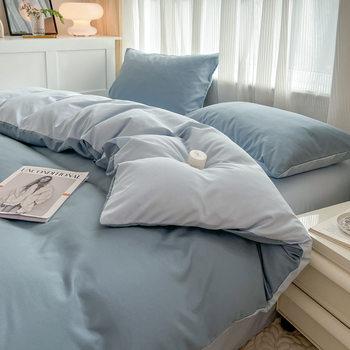 Manufacturer Wholesale Solid Color Four-Piece Set Simple Washed Brushed Duvet Cover Ins Style Quilt Cover Dormitory Winter Bedding 3