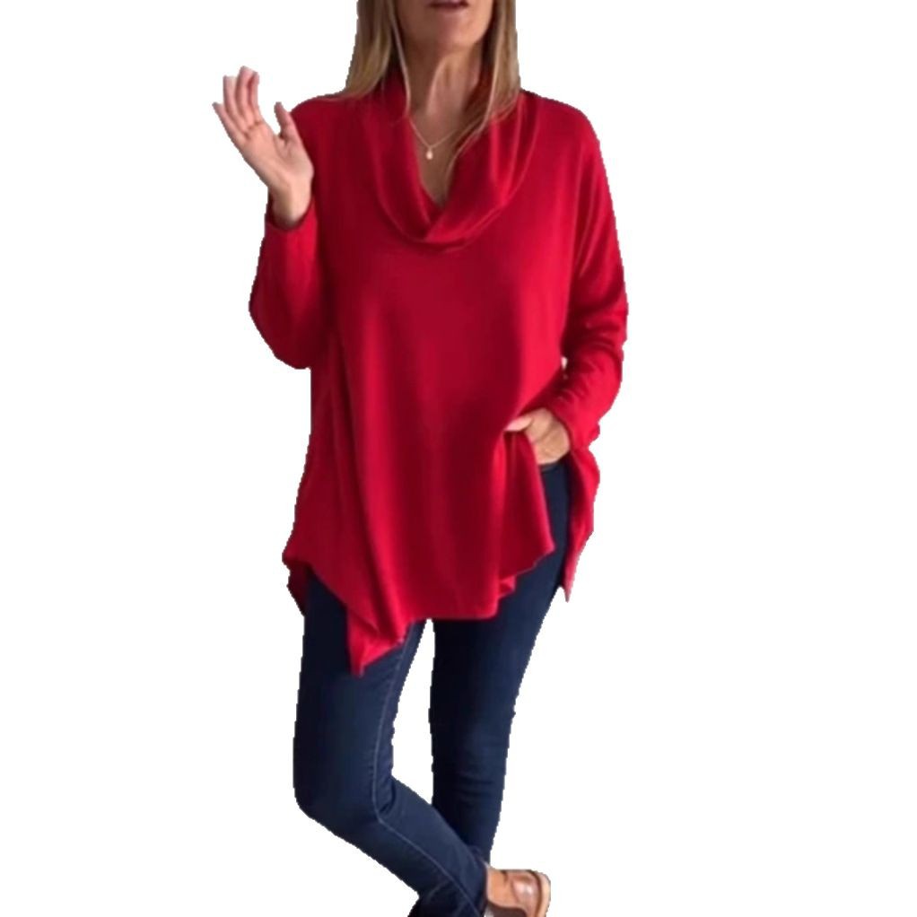Long Sleeve Turtleneck Top Solid Color Comfortable Fit Versatile Style Autumn Winter Fashion Wholesale Available