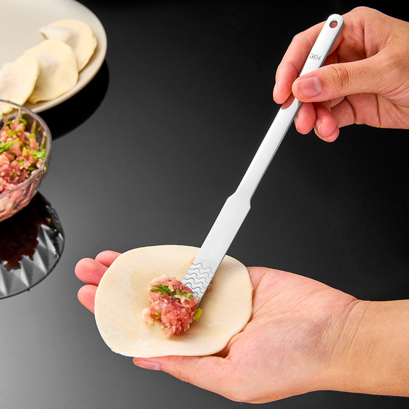 304 Stainless Steel Dumpling Picking Spoon Trapped Material Spoon Household Dumpling Making Wonton Steamed Baozi Digging Spoon Dumpling Making Artifact