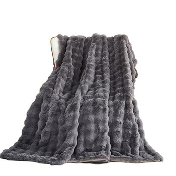 Cross-Border Winter Blanket Bubble Velvet Thickeneded Fleece-Lined Cover Blanket Warm Imitation Rabbit Plush Double-Sided Nap Leisure Blanket