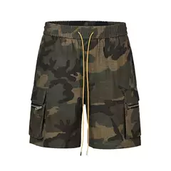 European and American High Street ins same style RO style organ pocket multi-bag washed camouflage tooling shorts beach pants