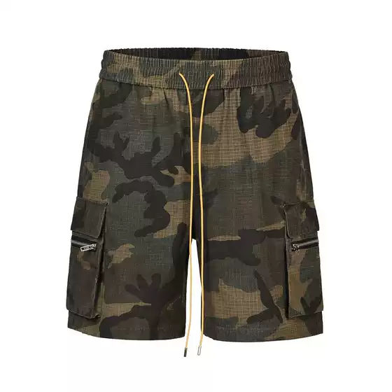 European and American High Street ins same style RO style organ pocket multi-bag washed camouflage tooling shorts beach pants