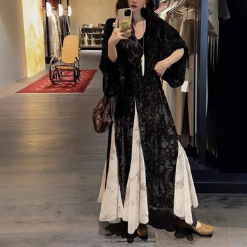 Sanji Black Flower [Du Qing Huan] New Chinese Style Guofeng Fall/Winter dress 2024 New High-end Wear-up-Ji