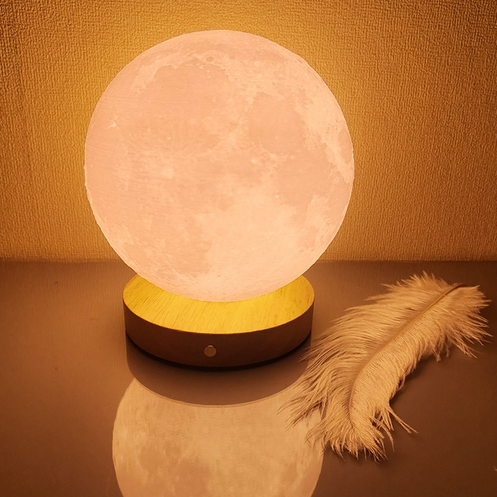 Moon Lamp Touch Rotating Sleep Moon Night Light Bedroom Desk Rechargeable Table Lamp Bedside Lamp Atmosphere Light