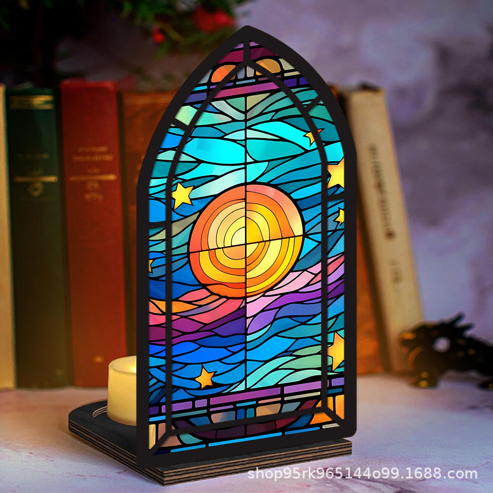 Cross-Border New Product Book Nook Sunrise on the Sea Wooden Bookshelf Decoration Fantasy Book Corner Decoration