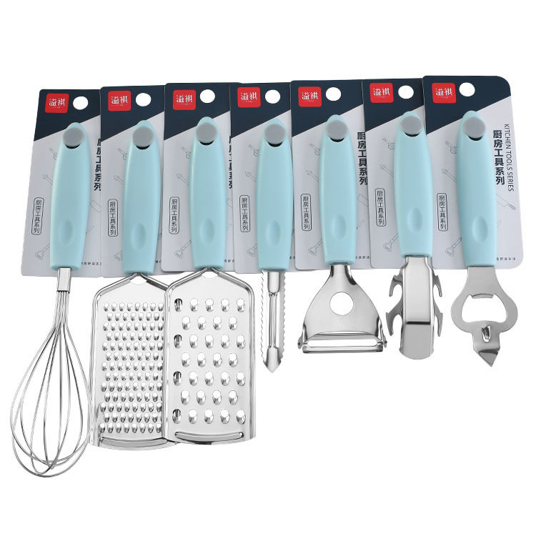 Creative Plastic Handle Stainless Steel Kitchen Gadgets Household Kitchenware Egg Beater Bottle Opener Thread Wipe Anti-scalding Clip