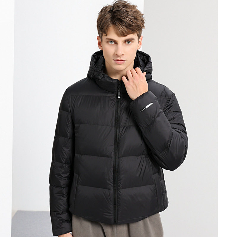 Winter New Simple All-match Hooded Down Jacket Men's Thickened Middle-aged and Young People's Cold-proof Warm Fashionable Bread Down Jacket