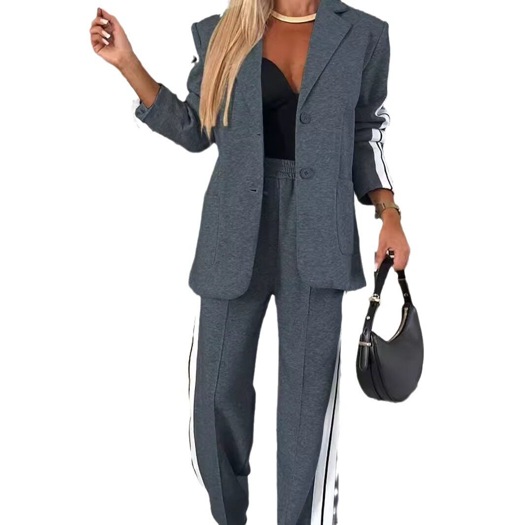 Womens Casual Blazer Set Long Sleeve Lapel Collar Autumn Winter Style Wholesale Available private label