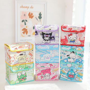 New Girly Heart Desktop Storage Box with Lid Kuromi Convenient Cosmetics Miscellaneous Box with Lid Foldable Box