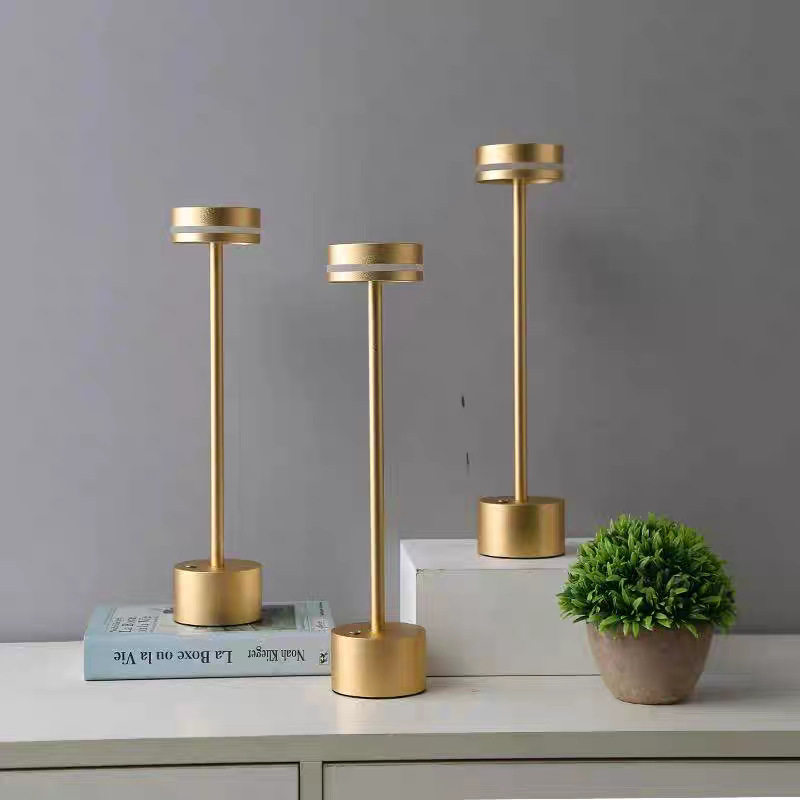 Metal Table Lamp Bedroom Bedside USB Rechargeable Ornament Eye Protection Night Light Atmosphere Light Bar Light Cross-Border Hot Sale