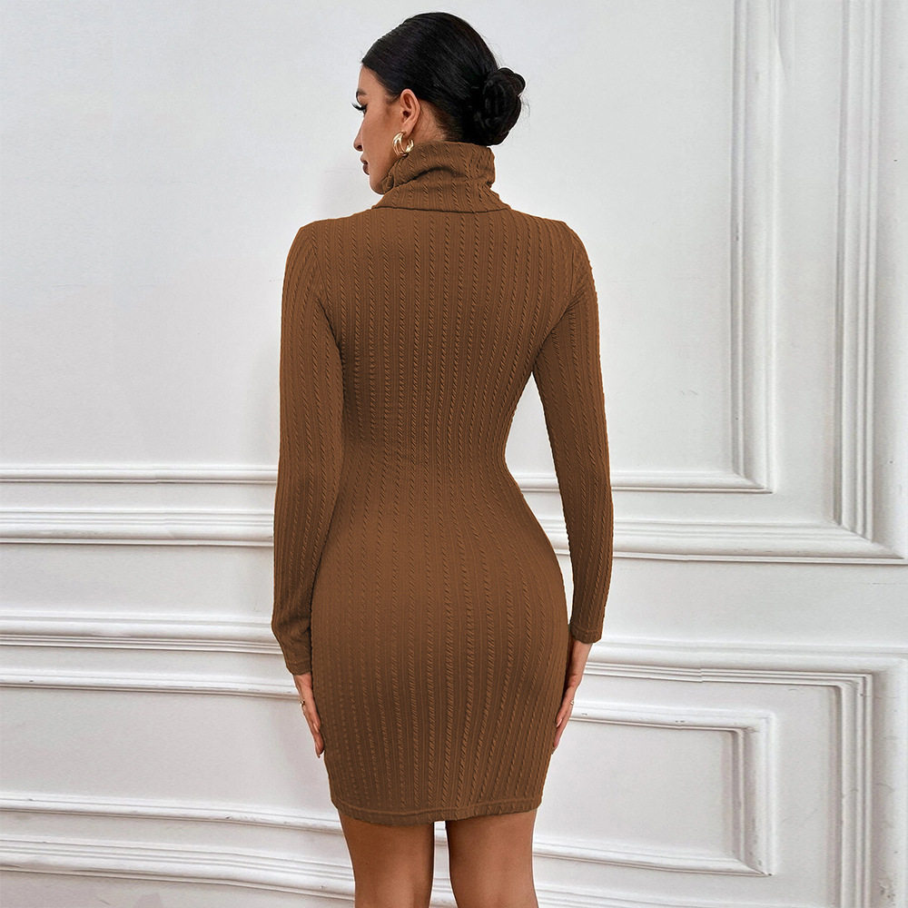 Bodycon Dress Sexy Hollow Out Design Long Sleeve Textured Cable Knit Fabric Perfect for Parties and Evening Events