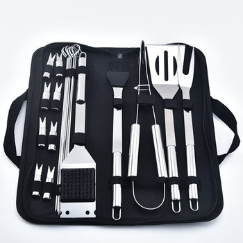 Cross-Border Bbq Outdoor Barbecue Tool Set Oxford Cloth Bag Multi-Functional Combination Grill Shovel Fork Knife Combination Set