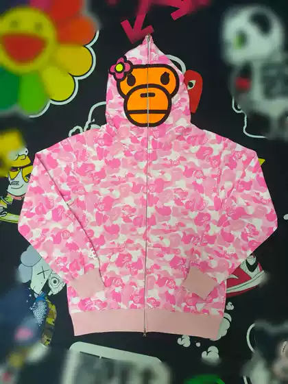 Cross-Border Wholesale Trendy Brand Shark Polka Dot Ape Head Bunny Camouflage Double-Hooded Sweatshirt Classic Full-Print Unisex Hoodie