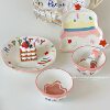 Creative Underglaze Color Household 6 Inch Plate Ins Style Advanced Sense Sweet Plate Cake Plate Cute Ceramic Bone Plate