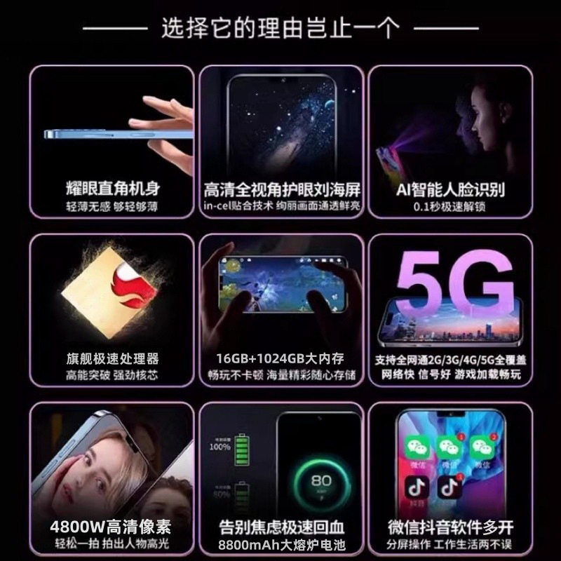 【厂家补贴】旗舰版i15ProMax智能手机全网通大屏学生游戏老人机