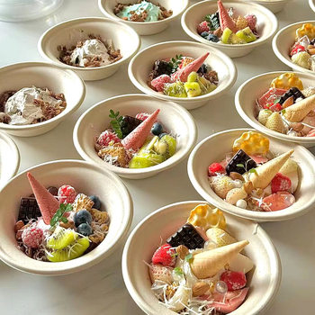 Disposable bowl whole box wholesale Greek cold extract ins yogurt bowl commercial stall paper bowl shaved ice bowl cotton ice bowl