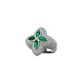Silver green zirconium (four-leaf clover)