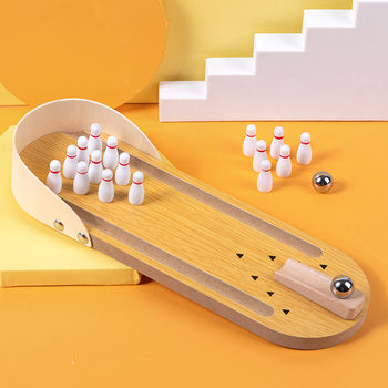 Children's educational wooden toys mini bowling baby parent-child interactive desktop bowling game manufacturers wholesale