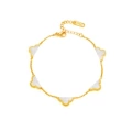 Golden four-leaf clover white shell bracelet 17+5cm
