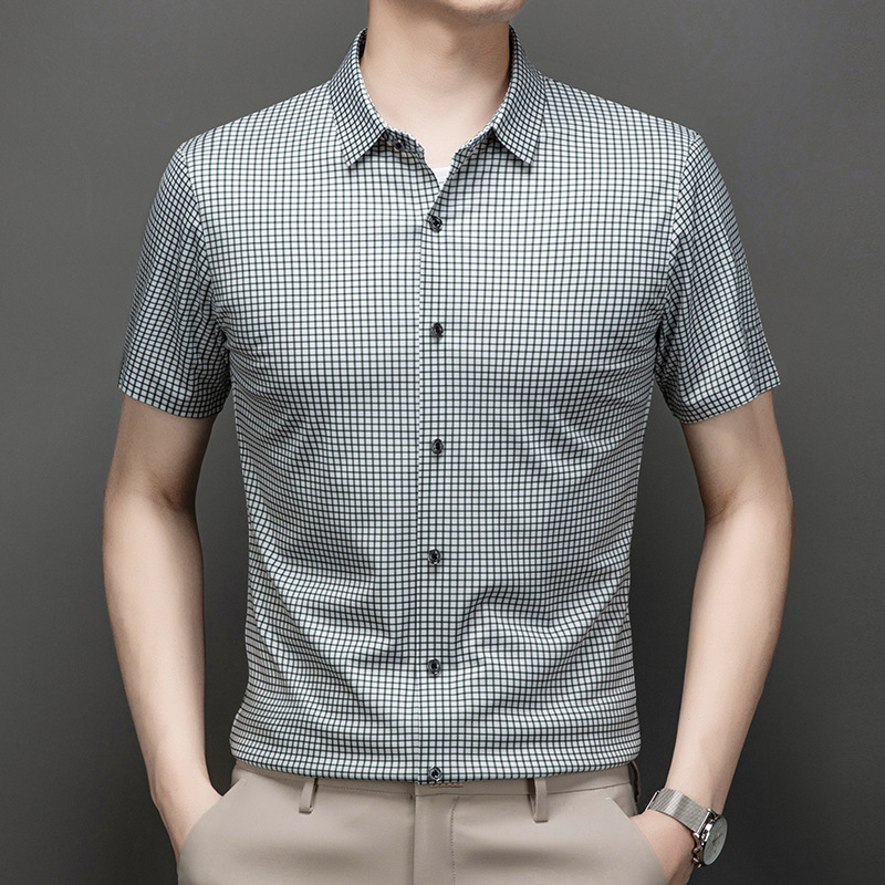 Áo Sơ Mi Nam Ngắn Tay Kẻ Caro Kẻ Caro Hàng Mùa Hè Phong Cách Trẻ Trung