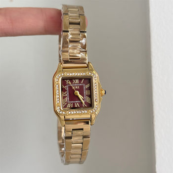 Ieke New Simple Elegant Diamond-Studded Small Dial Fashion Women's Watch Trendy Steel Strap Retro Small Square Watch Wholesale