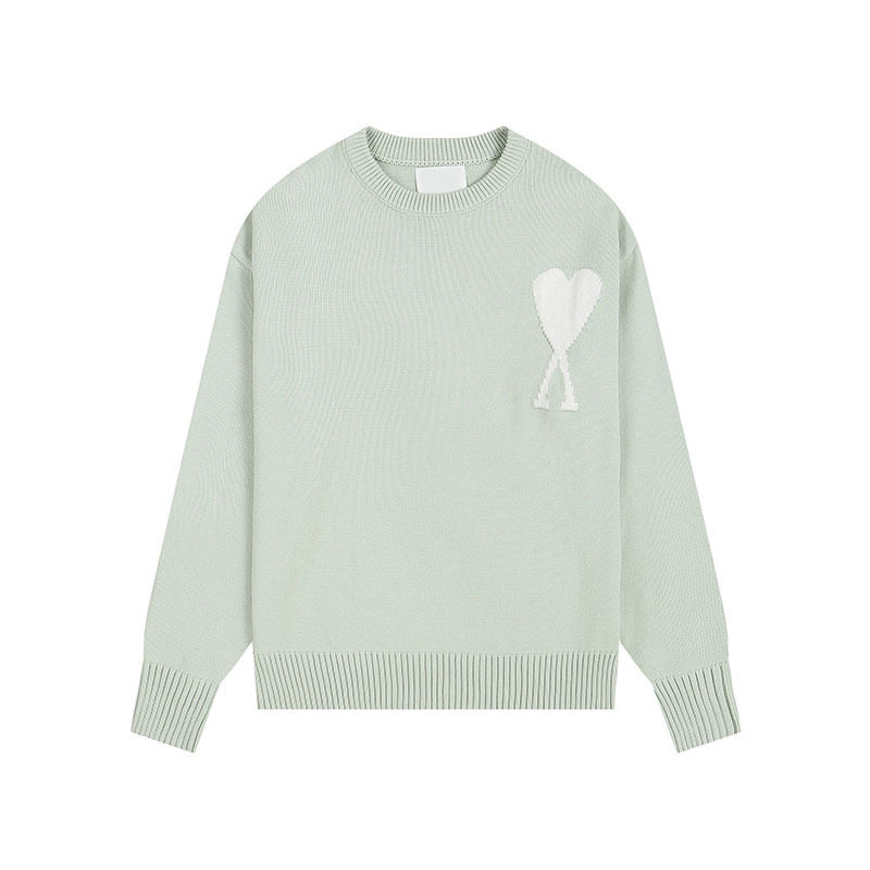 秋冬新款高领爱心毛衣男女条纹青年桃心跨境外贸休闲套头针织衫