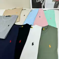 Foreign Trade T-Shirt Lf Pony Logo Embroidery Women's Round Neck Cross-Border Short-Sleeved Pure Cotton Half-Sleeved Men's Sweatshirt Versatile Bottoming Shirt Trendy