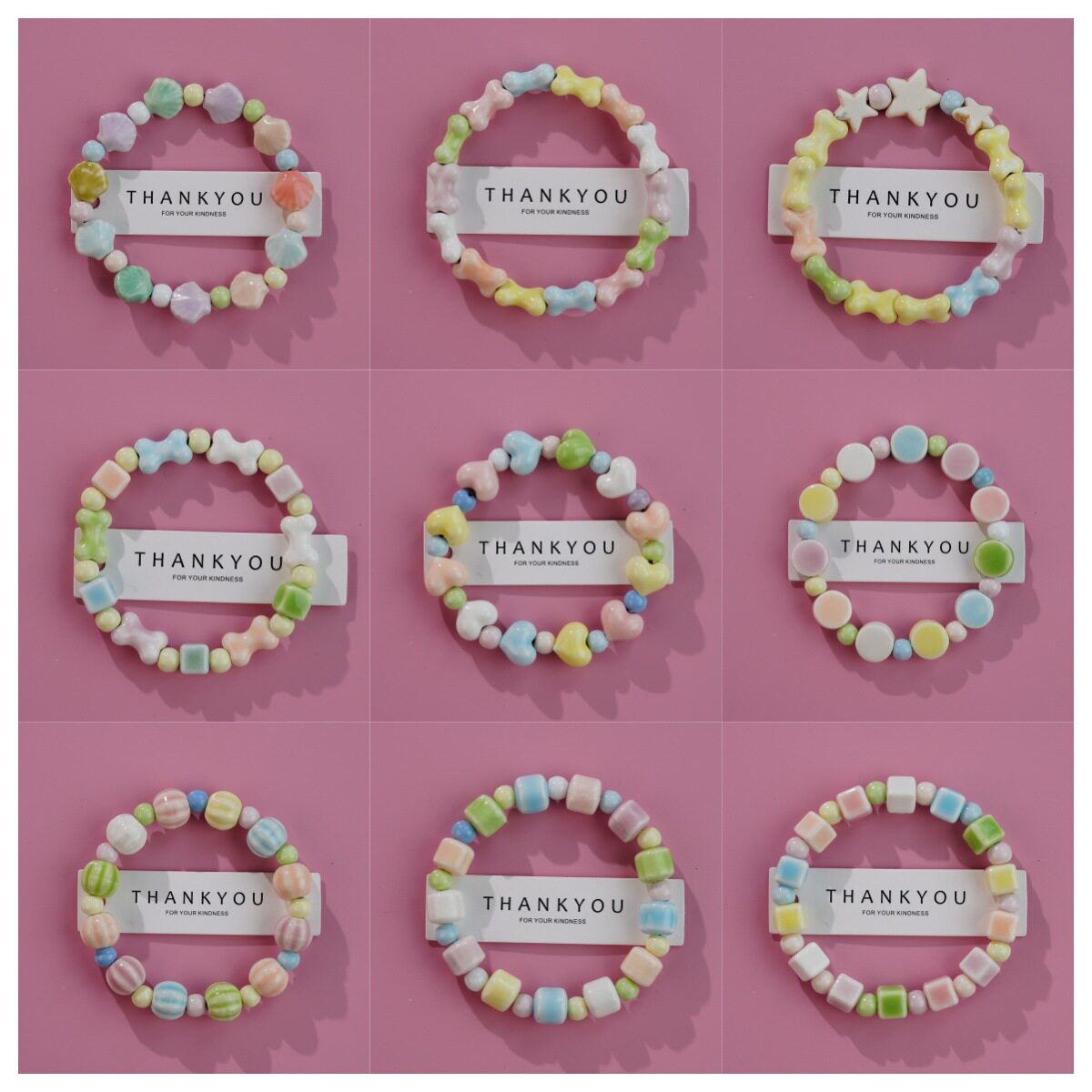 Jingdezhen Ceramic Bracelet, Colored Pottery Bead Bracelet, Female Literary Macaron Color Street Stall Jewelry Manufacturer Direct Sale
