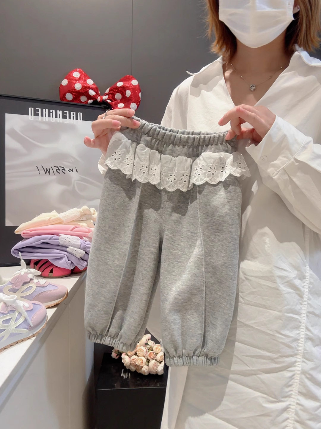 Stylisches Patchwork-Retro-Hose, Mädchen-Herbst-Casual-Sportshose, Baby-Kinder-Spitzenrüschen-Überwurf-Außenhose