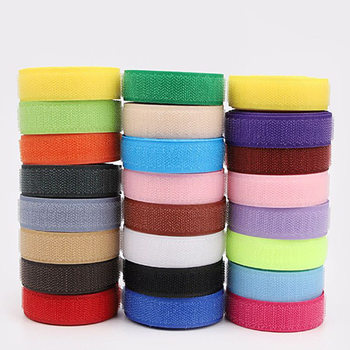 Colorful Black and White Nylon Velcro Hook and Loop Fastener Mixed with Polyester Material, Available in Various Colors, One Piece for Dropshipping