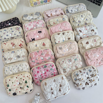 41224 Cute Cartoon Floral Quilted Multifunctional Storage Bag Fit Bag ID Bag Card Bag Key Coin Purse