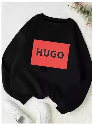 Creative Design Hugo Women's Sweater Large Logo Long Sleeve Hoodie New Fashion Matching Fancy Hood