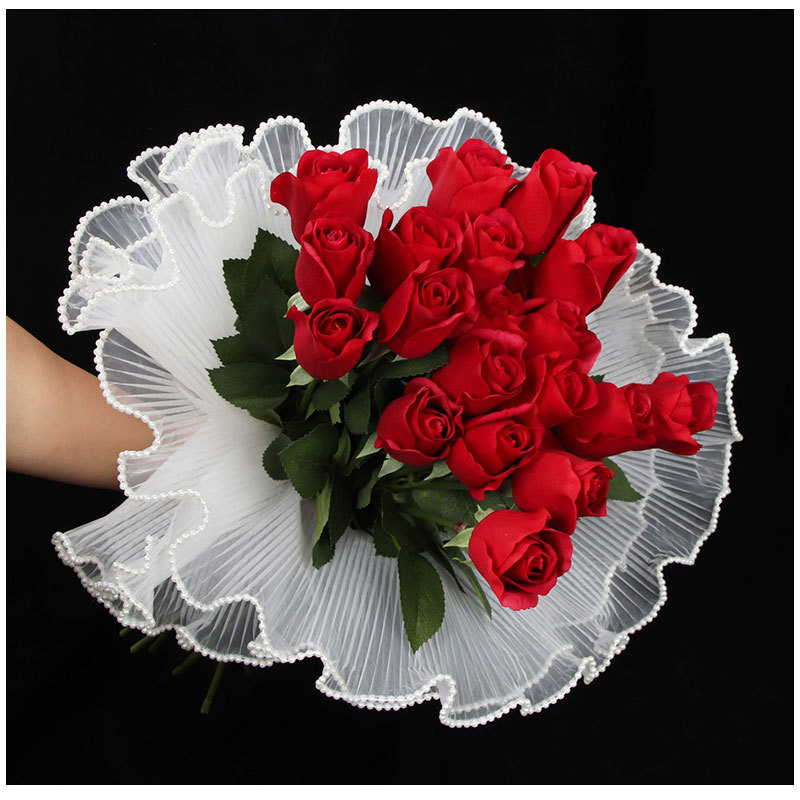 Pearl wave yarn flower packaging wave mesh rose bouquet package floral yarn lotus leaf yarn floral art