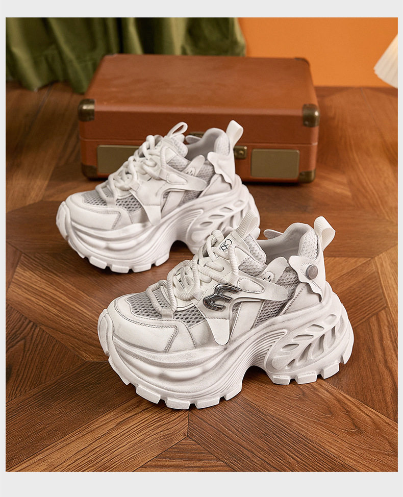 Giày sandal nữ cao gót mũi tròn quai ngang đế dày thoáng khí — Xám lưới đơn, Vàng lưới đơn, Hồng lưới đơn chi tiết 21