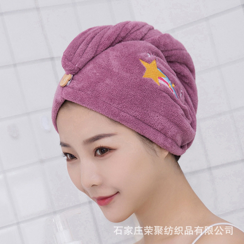 Double-Layer Shower Cap Dry Hair Cap Printed Coral Velvet Cute High-Looking Thickened Soft Absorbent Head Towel Wholesale