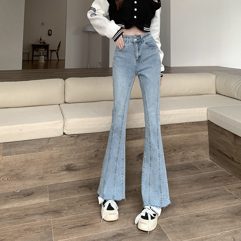 High Waisted Slimming Flare Jeans Womens Spring Fall Style Versatile Straight Leg Wide Leg Trousers Wholesale Available