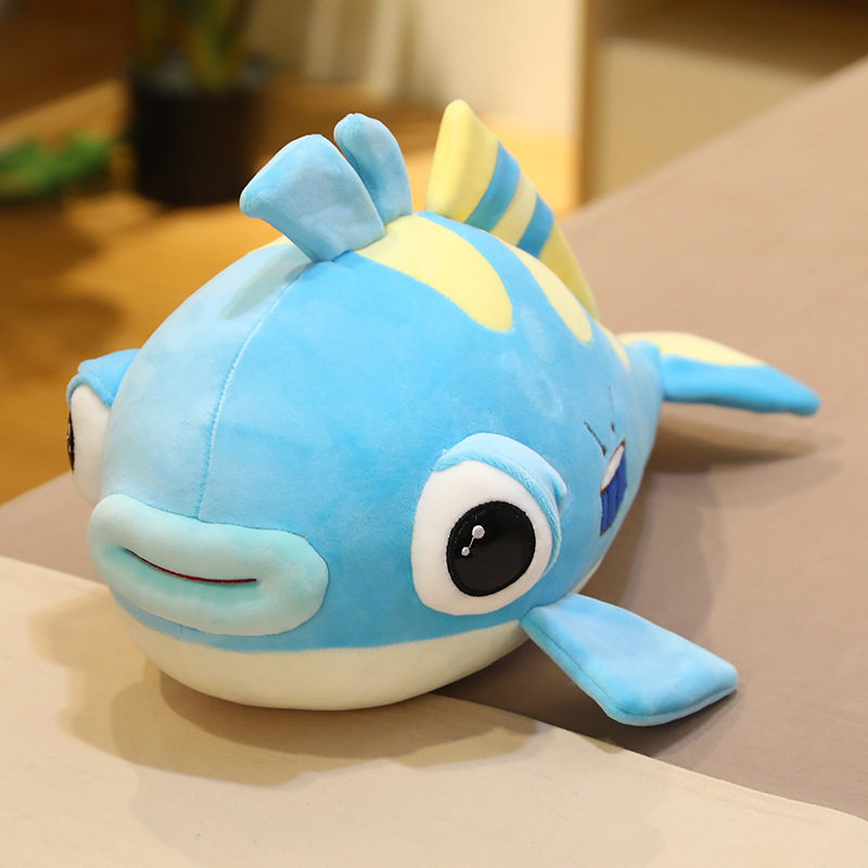 Ugly Cute Angry Puffer Fish Pillow Plush Toy Big Mouth Sausa...