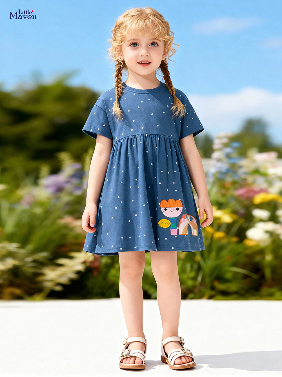 Girls' Summer Dress, Cute Short-sleeve Kids' Dress, Kids' Dress