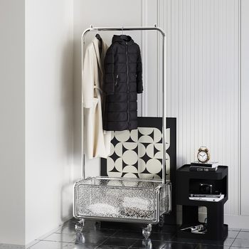 Bedroom Floor-standing Clothes Hanger Household Mobile Clothes Hanger Floor-standing Vertical Coat Rack Overnight Clothes Storage Rack