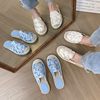 2024 Summer New Style Woven Flat Fisherman Shoes Female Student Half-drag One-step Lazy Shoes Casual Toe-toe Drag