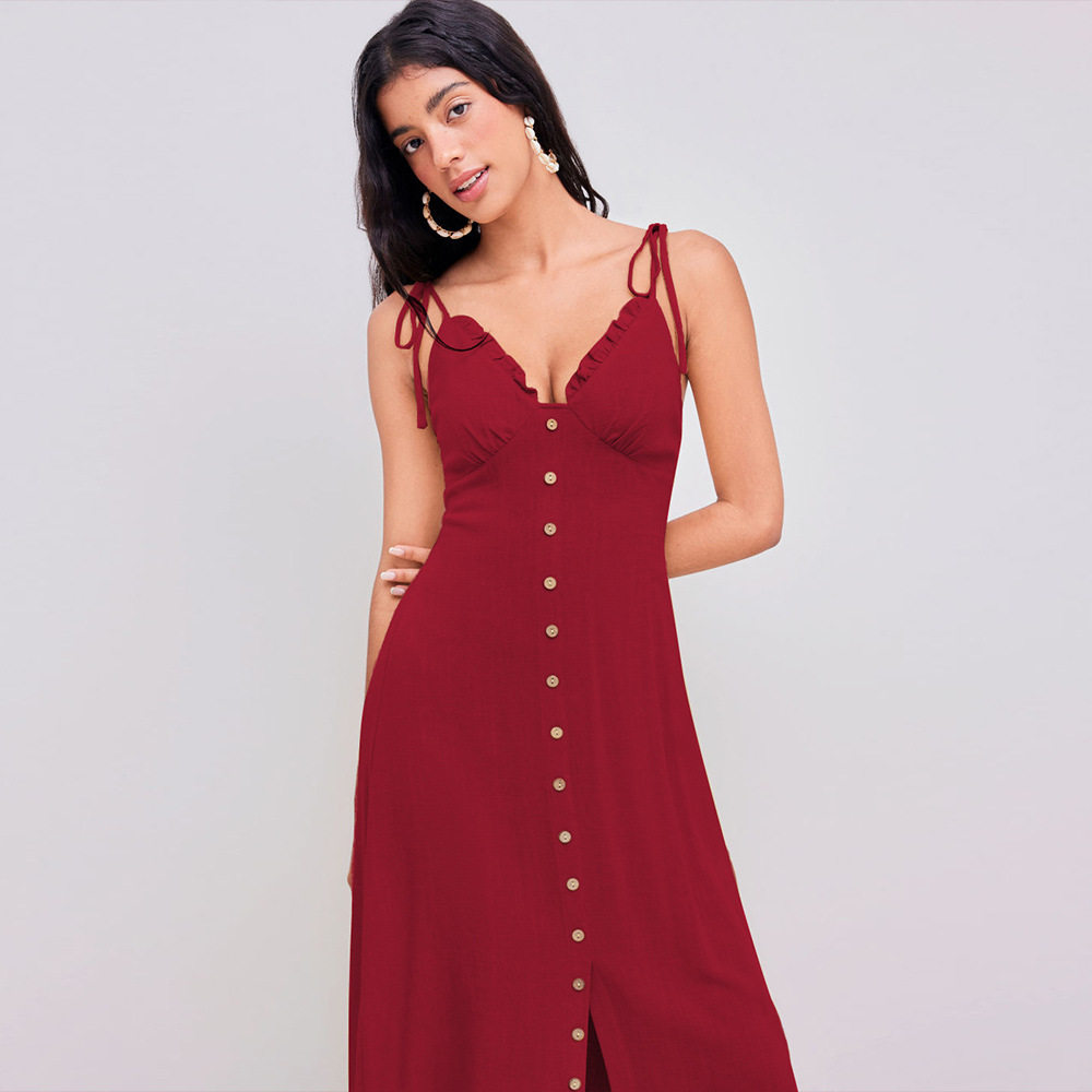 French Style Slim Fit Dress V Neck Summer Fashion Elegant Design Perfect for Parties or Casual Outings Wholesale