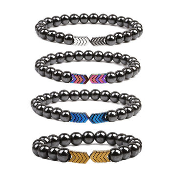 Explosion Magnetic Black Gallstone Copper Bracelet Color Small V Arrow Beaded Men's Bracelet Slimming Bracelet Men Wholesale