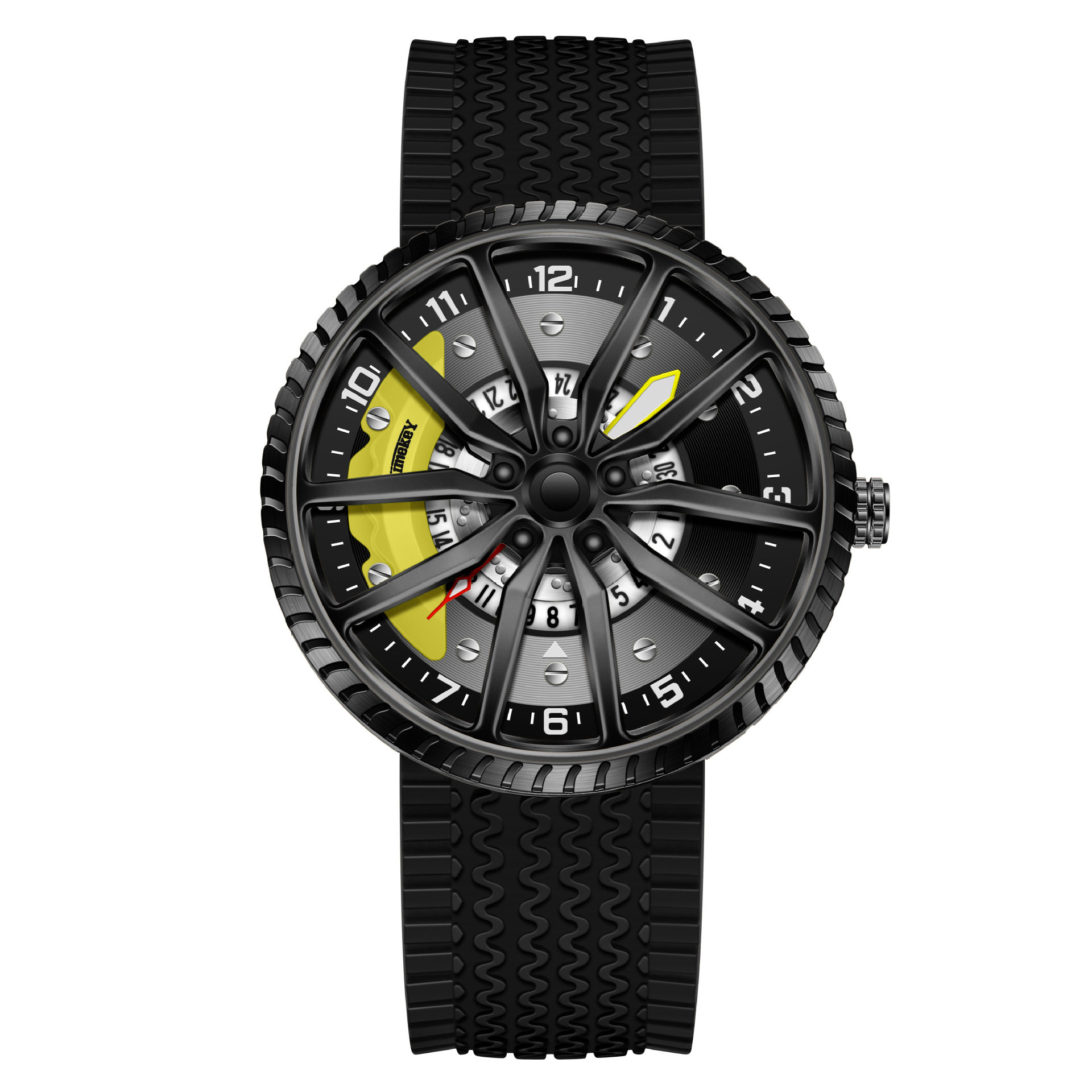 Cross-Border Trendy Watches for Men, Cool Quartz Watches, Waterproof Men's Wheel Series Dials, Casual Mesh Belts for Men